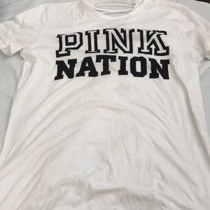 Pink nation tee with laced up cut in the back